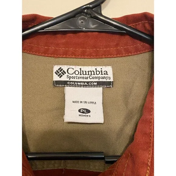 Women's Columbia Sportswear Rust Colored Button Up Trucker Jacket Size PL Large - Picture 2 of 4